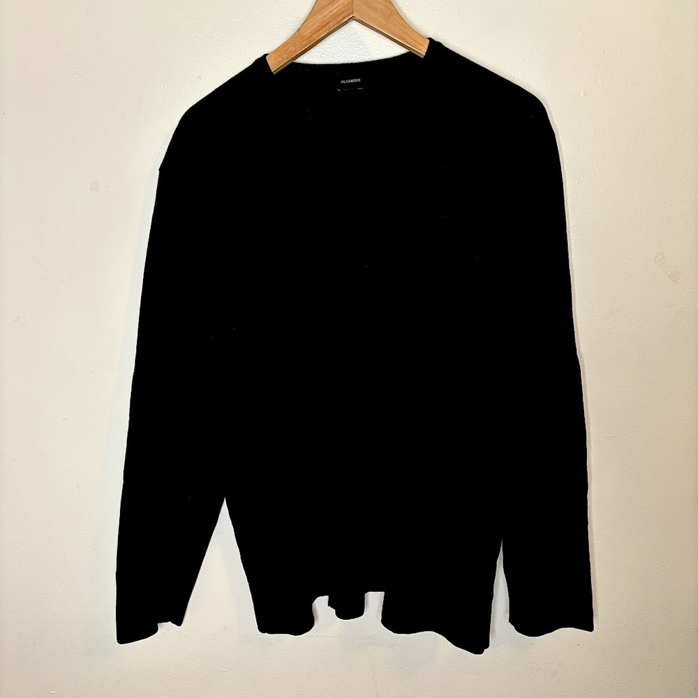 Jil Sander Black Wool Men’s Crew Neck Sweater - Size L